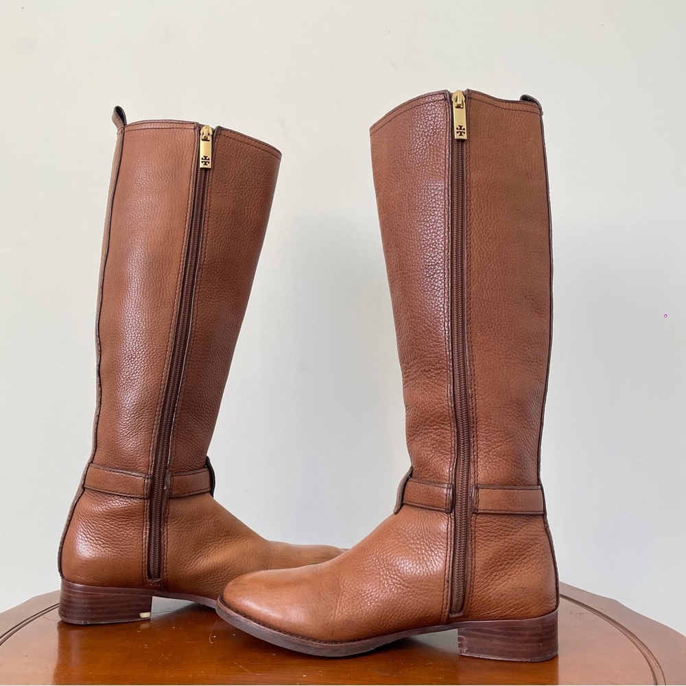 Tory Burch Amanda Black Pebbled Leather Riding boots | US 7 - Picture 5 of 11